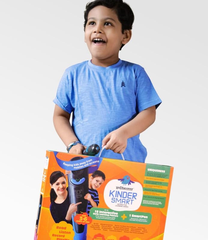 Kinder Smart Interactive Learning Series (Without Pen), Educational Fun Learning Activity Kit for Growing Kids, Set of 18 Posters, Paper-Based Multi-Sensorial Posters, 3-6 Year Old