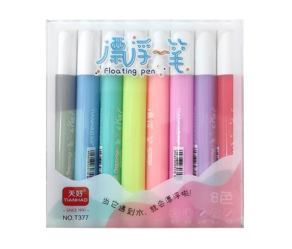 8 pcs Magical Water Pen, Magical Floating Ink Pen, Erasing Whiteboard Marker, A Watercolor Pen That Can Float in The Water, Painting Pens Kit Set for Kids