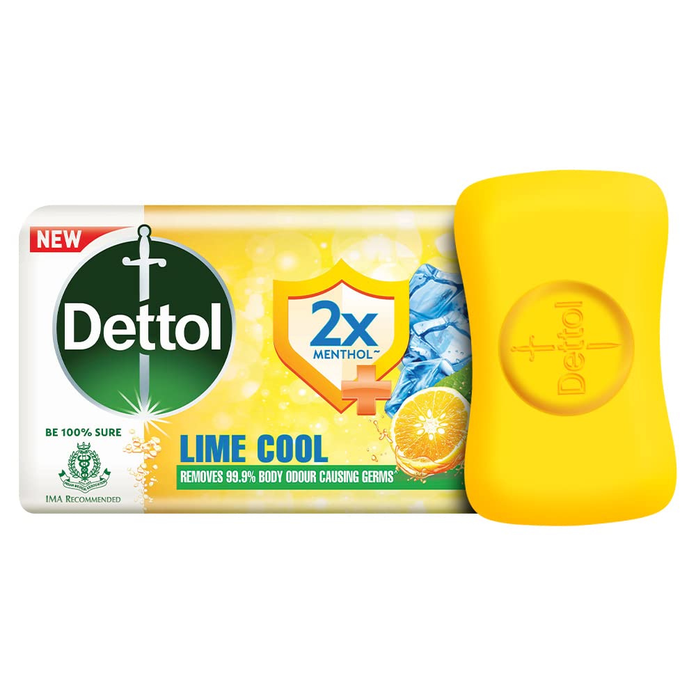 Dettol Lime Cool Bathing Soap Bar with 2x Menthol (600g)- Pack of 8
