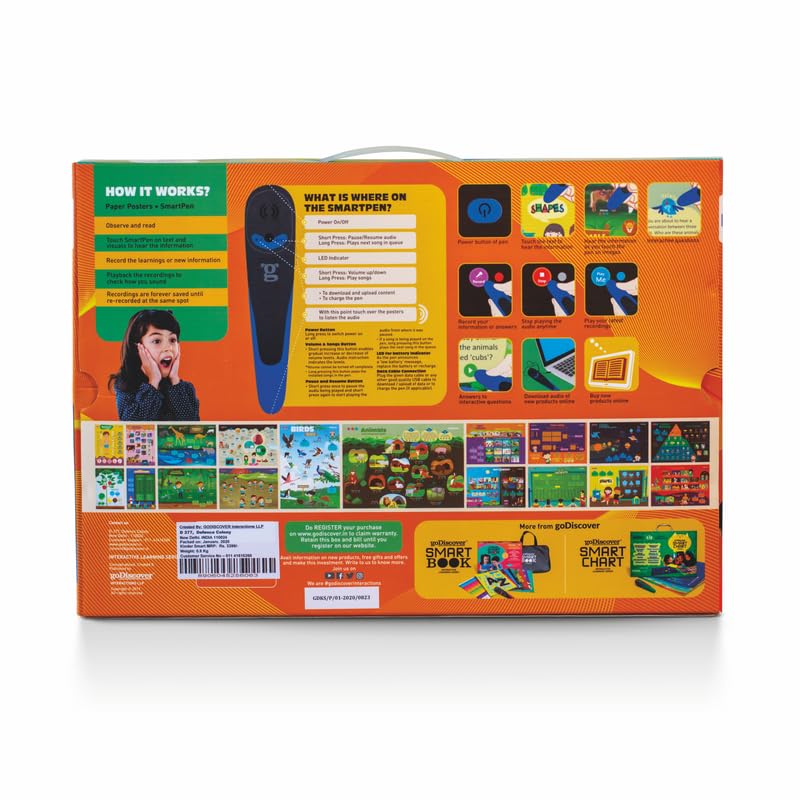 Kinder Smart Interactive Learning Series (Without Pen), Educational Fun Learning Activity Kit for Growing Kids, Set of 18 Posters, Paper-Based Multi-Sensorial Posters, 3-6 Year Old
