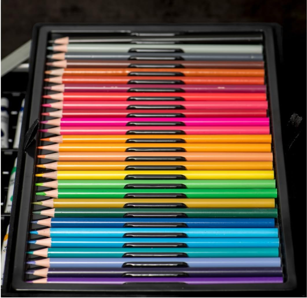 Deluxe Art Set Box & Drawing Kit with Crayons, Oil Pastels, Colored Pencil Deluxe Gift Art (145 Pcs Art Set-Pink)