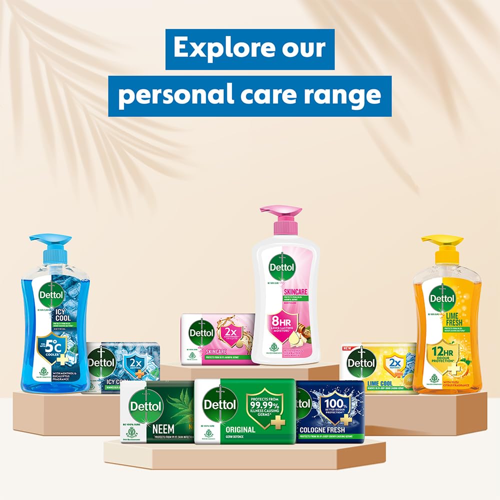 Dettol Lime Cool Bathing Soap Bar with 2x Menthol (600g)- Pack of 8