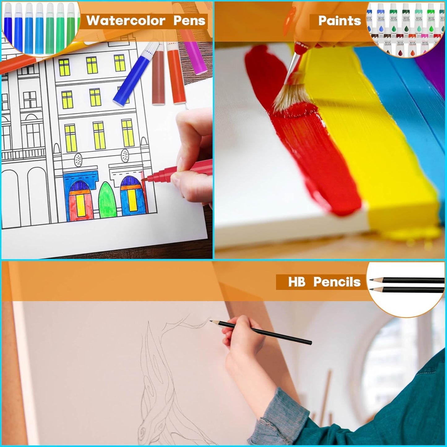 Deluxe Art Set Box & Drawing Kit with Crayons, Oil Pastels, Colored Pencil Deluxe Gift Art (145 Pcs Art Set-Pink)