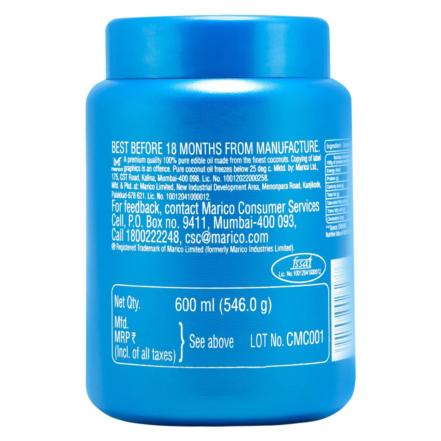 Parachute Coconut Oil - 600 ml (Easy Jar)