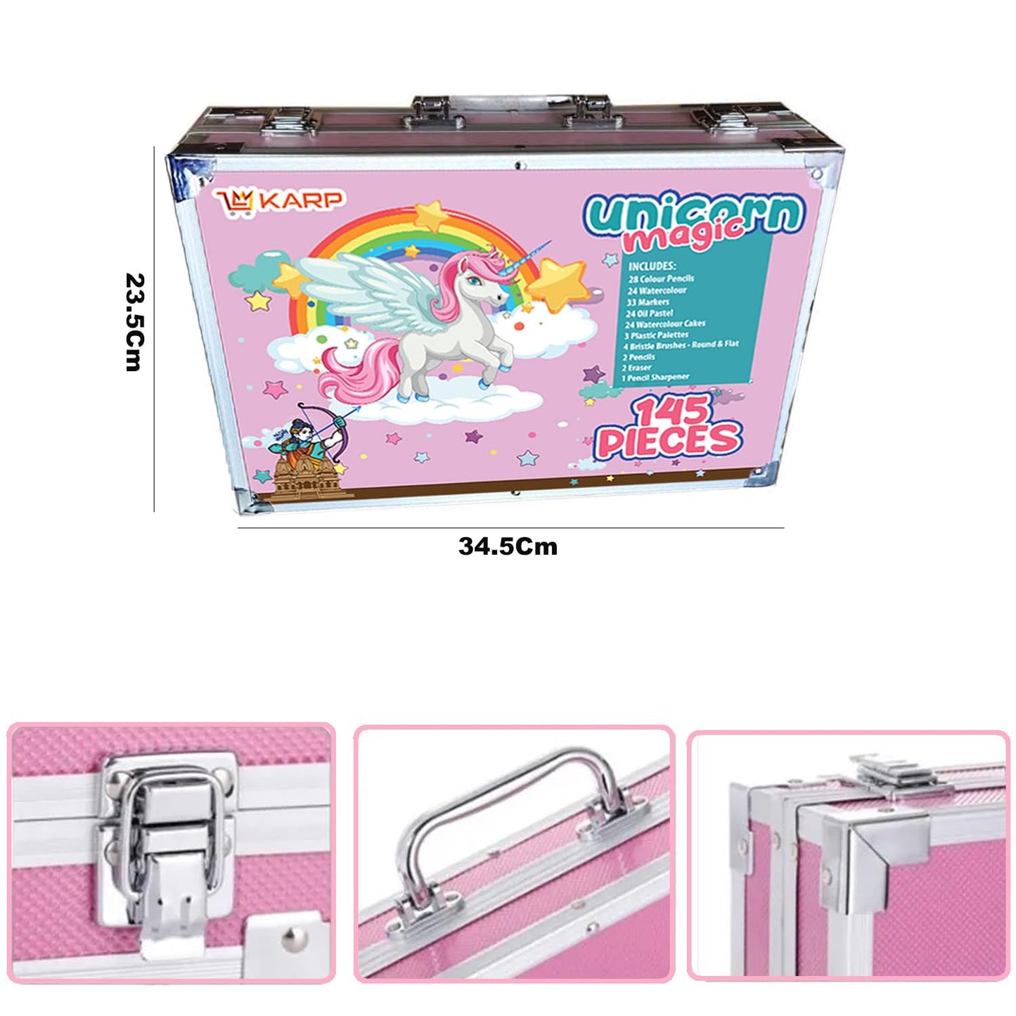 Deluxe Art Set Box & Drawing Kit with Crayons, Oil Pastels, Colored Pencil Deluxe Gift Art (145 Pcs Art Set-Pink)