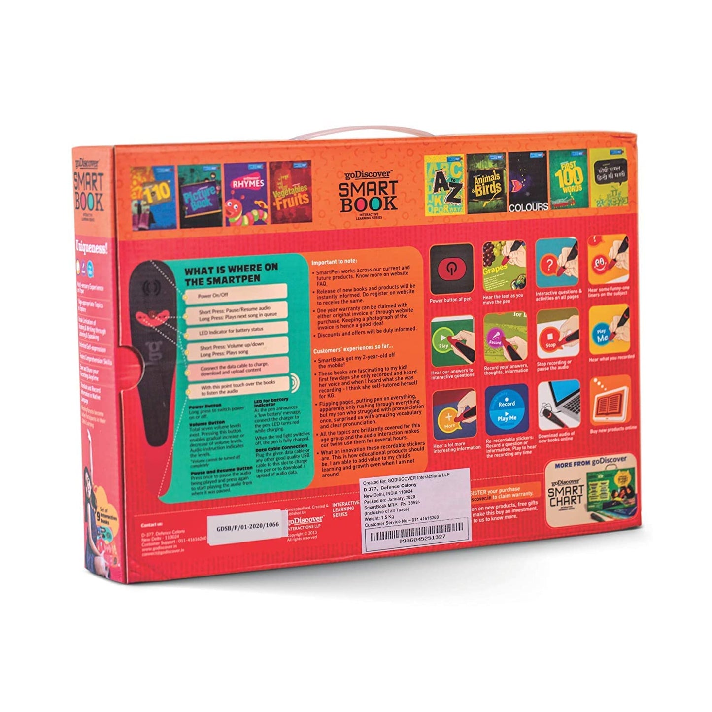 Interactive Early Learning Smart Book, Talking Pen for Kids, 9 Books (Alphabets, Colors, Animals/Birds, First 100 Words, Counting, Hindi, Rhymes, Vegetables/Fruits)