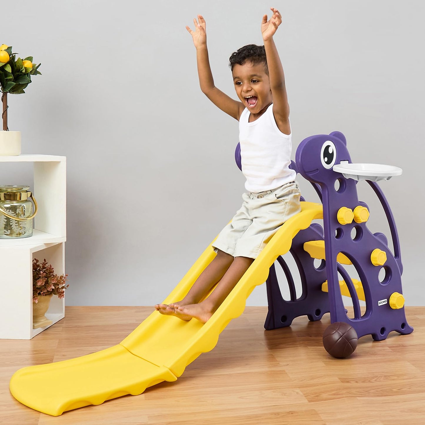 Super Slide with Basketball for Indoor & Outdoor Use | Safe & Fun | Ideal for Boys & Girls | Toy for Kids | Easy Assembly