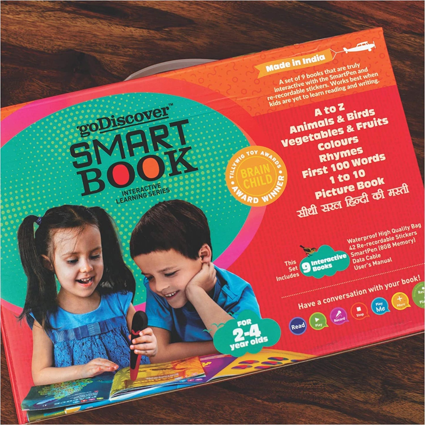 Interactive Early Learning Smart Book, Talking Pen for Kids, 9 Books (Alphabets, Colors, Animals/Birds, First 100 Words, Counting, Hindi, Rhymes, Vegetables/Fruits)