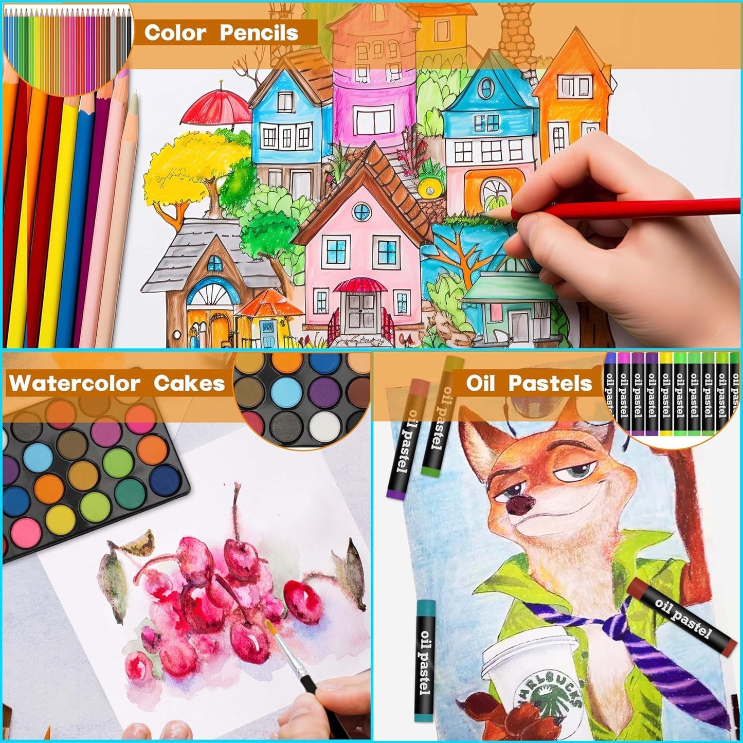 Deluxe Art Set Box & Drawing Kit with Crayons, Oil Pastels, Colored Pencil Deluxe Gift Art (145 Pcs Art Set-Pink)