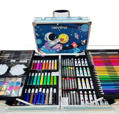 145 Pieces Space Art & Craft Painting Box - Suitcase Shape Art, Painting- Sketching, Stationary, Water Colors Vanity Box - All in 1 Art Case for Children Birthday Gift