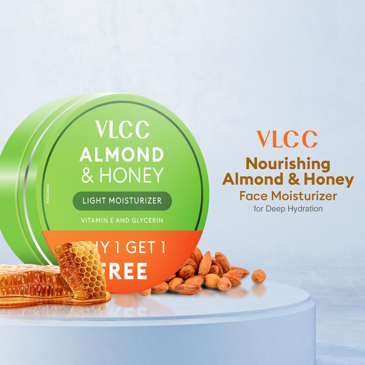 VLCC Almond & Honey Serum Body Lotion - 300ml + 300ml Combo | Buy 1 Get 1 | Deep Hydrating with Hyaluronic Acid, Cocoa Butter, Niacinamide, for Radiant, Youthful Skin, Non-Greasy Formula