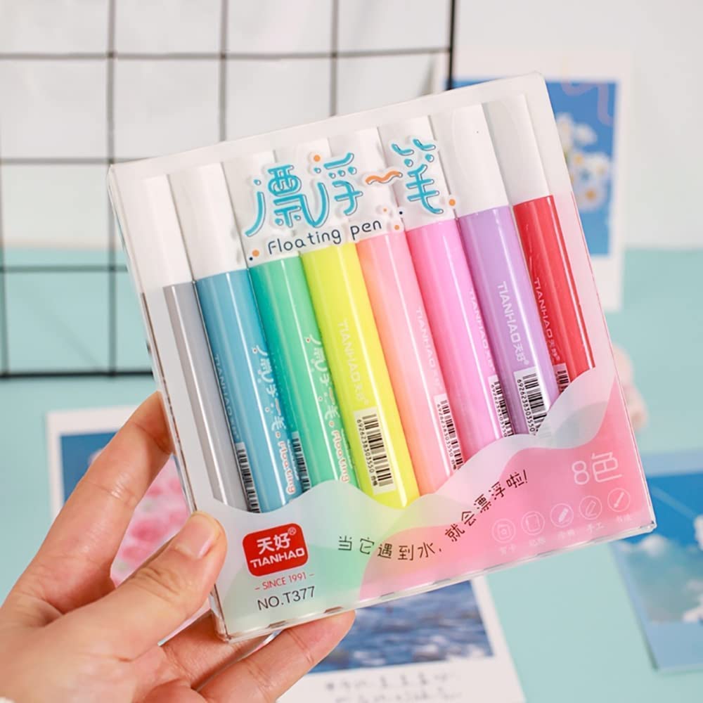 8 pcs Magical Water Pen, Magical Floating Ink Pen, Erasing Whiteboard Marker, A Watercolor Pen That Can Float in The Water, Painting Pens Kit Set for Kids