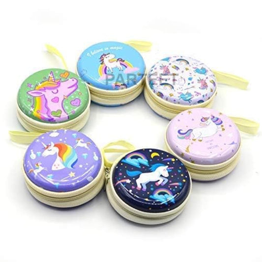 Unicorn Printed Multipurpose Coin - Earphone Pouch Return Gift (Pack of 6)