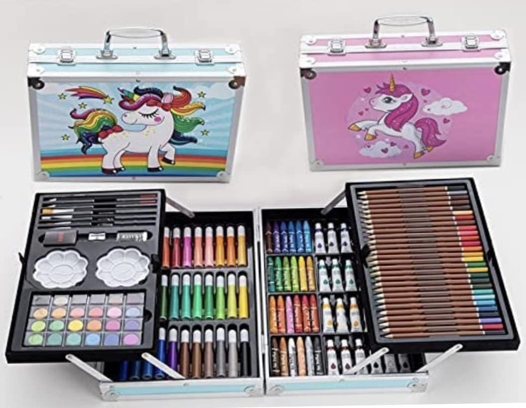 145 Pieces Space Art & Craft Painting Box - Suitcase Shape Art, Painting- Sketching, Stationary, Water Colors Vanity Box - All in 1 Art Case for Children Birthday Gift