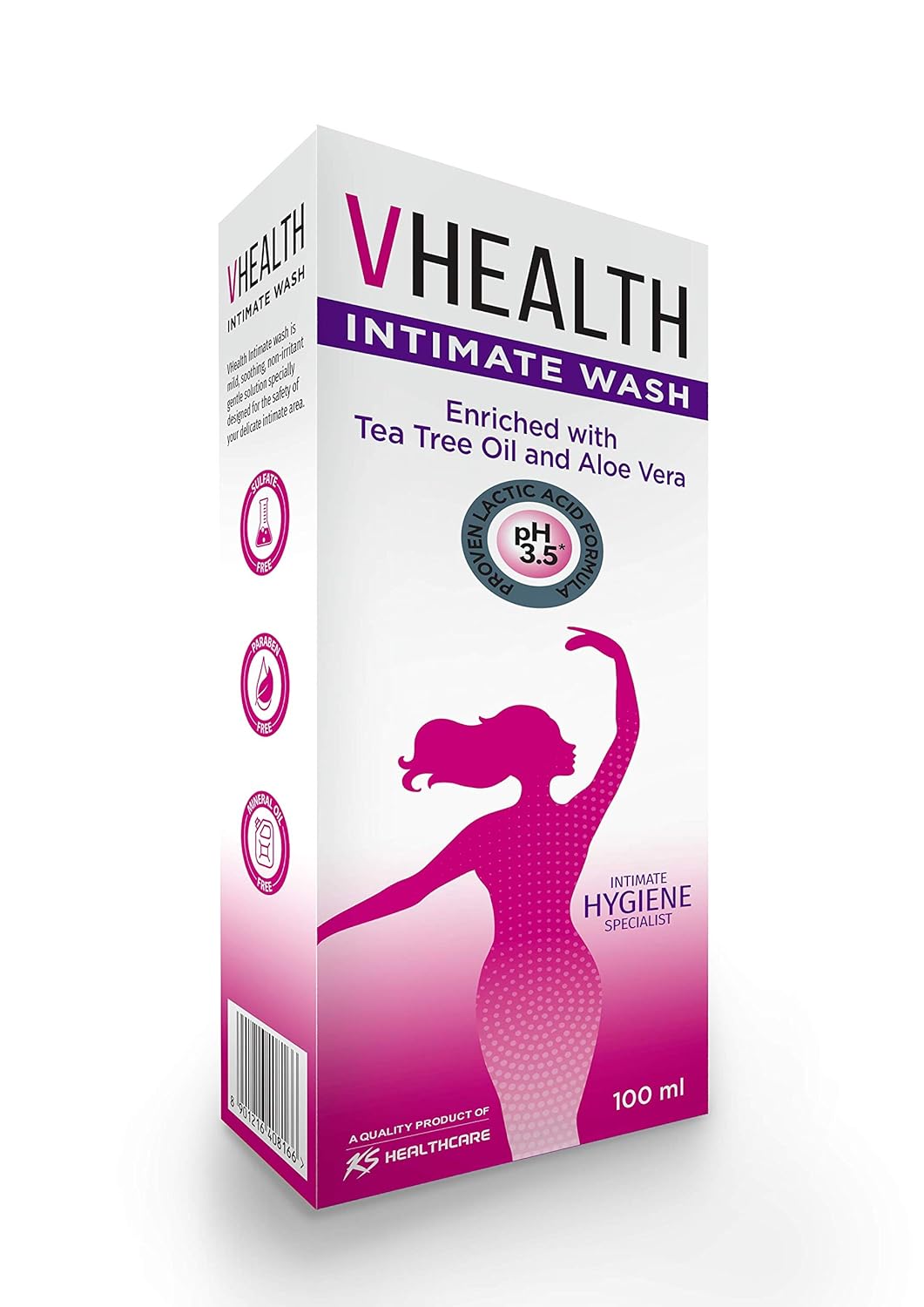 VHealth Intimate Hygiene Liquid Wash with Tea Tree Oil & Aloe Vera, Prevents Dryness, Itchiness & Irritation, Bad Odour, Balances PH, Paraben/Sulfate Free, Clear, 100 ml Pack of 2