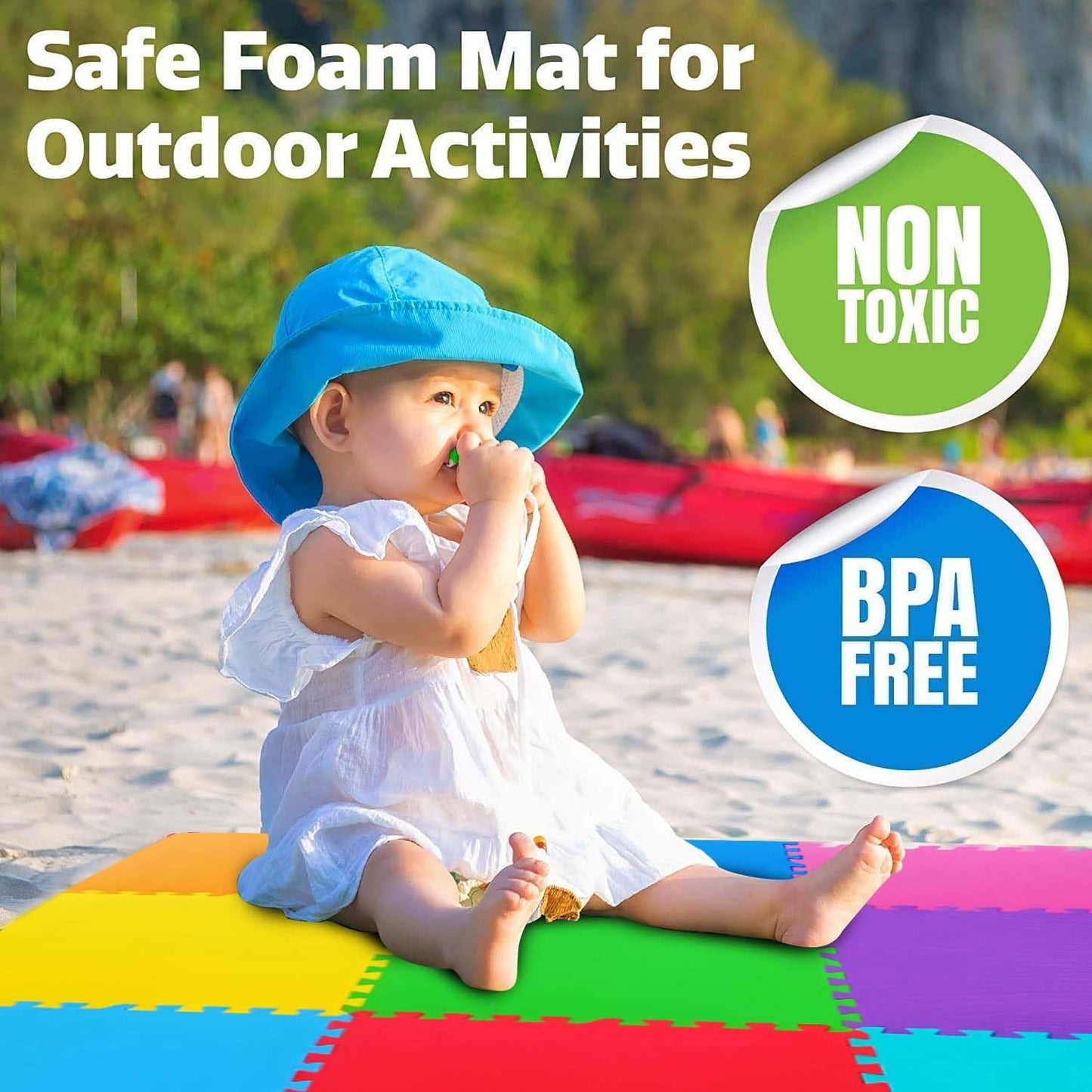 EVA Interlocking Play Mat -12 mm Thick | Kids mats for floor - Set of 16 Tiles (Multicolour)